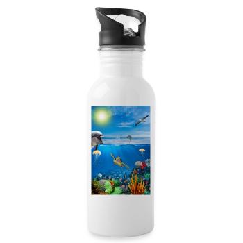 Reef Underwater - Water bottle with straw - white - Right