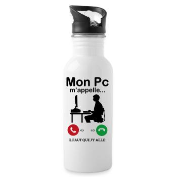 Mon Pc M'appelle Il faut que j'y ailler - Gourde avec paille intégrée - blanc - Droite