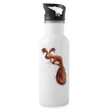 Drolliges Eichhörnchen Wildtier - Trinkflasche mit integriertem Trinkhalm - Weiß - Rechts