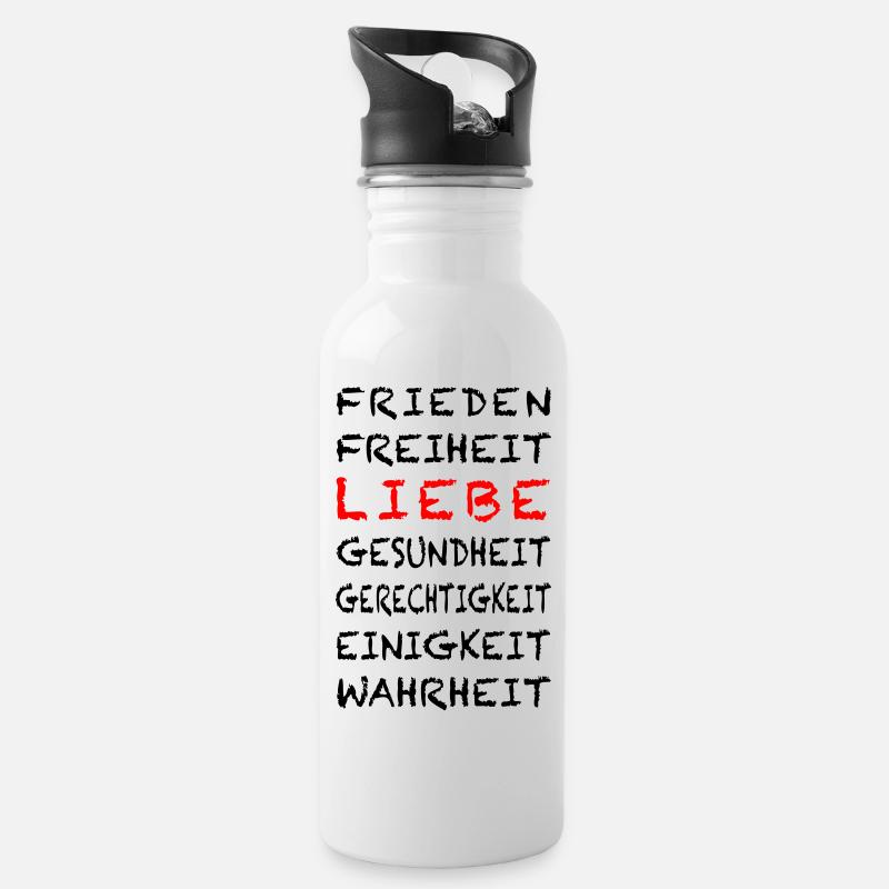4 FREEDOM Deutsch - Trinkflasche mit integriertem Trinkhalm - Weiß