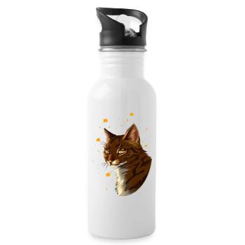 Brambleclaw Bramblestar Brombeerkralle Katze Tiger - Trinkflasche mit integriertem Trinkhalm - Weiß - Rechts