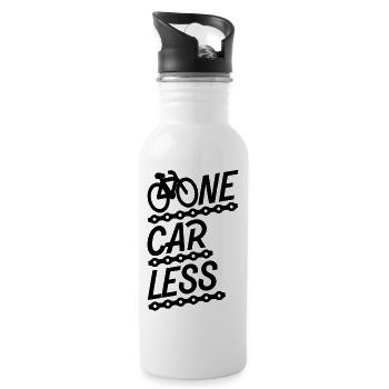 Bicycle Bike - One Car Less Sustainability Environment - Water bottle with straw - white - Right