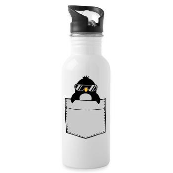 Pinguin Hemd Brusttasche - Trinkflasche mit integriertem Trinkhalm - Weiß - Rechts