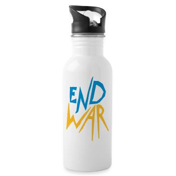 Ukraine End War - Trinkflasche mit integriertem Trinkhalm - Weiß - Rechts