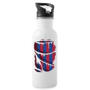 Rayas azulgrana, football in Barcelona - Water bottle with straw - white - Right