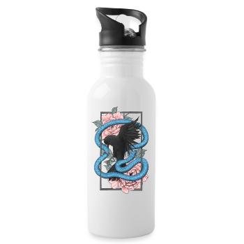 Raven + Snake - Water bottle with straw - white - Right