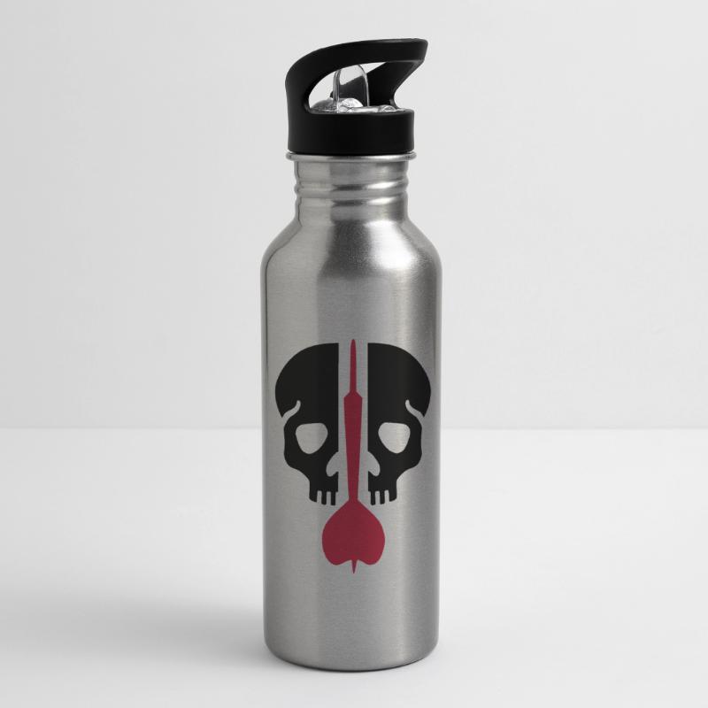 Split skull and dart Water bottle with straw