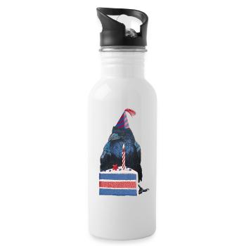 Birthday Party Raven Crow - Water bottle with straw - white - Right