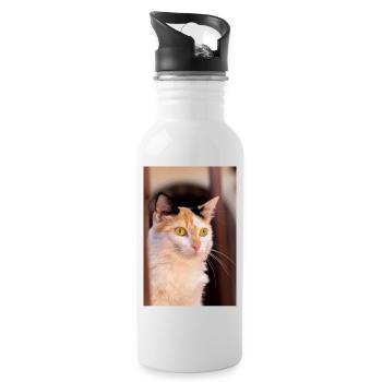 cat - Water bottle with straw - white - Right