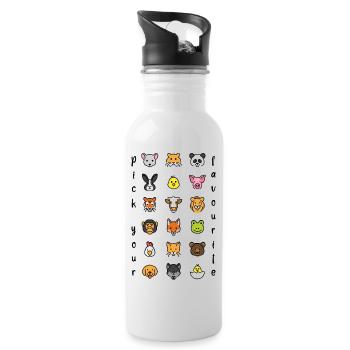 pick your favourite animal Wähle Lieblingstier - Trinkflasche mit integriertem Trinkhalm - Weiß - Rechts