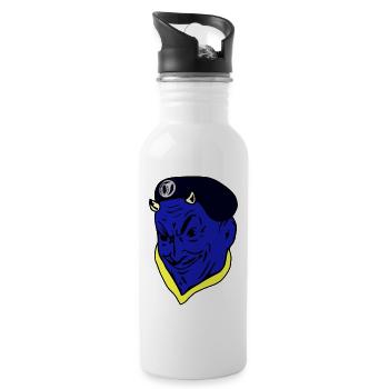 Blauer Teufelsjäger der französischen Armee - Trinkflasche mit integriertem Trinkhalm - Weiß - Rechts