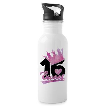 16. GEBURTSTAG SWEET 16 - Trinkflasche mit integriertem Trinkhalm - Weiß - Rechts