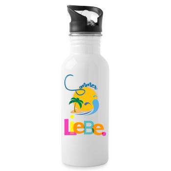 Sommer Liebe - Trinkflasche mit integriertem Trinkhalm - Weiß - Rechts