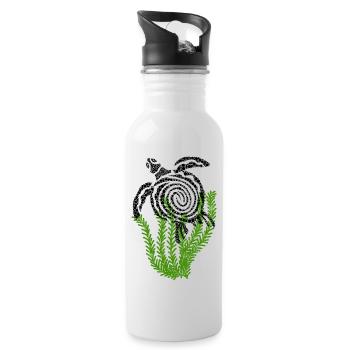 Schildkröte abstrakt - Trinkflasche mit integriertem Trinkhalm - Weiß - Rechts