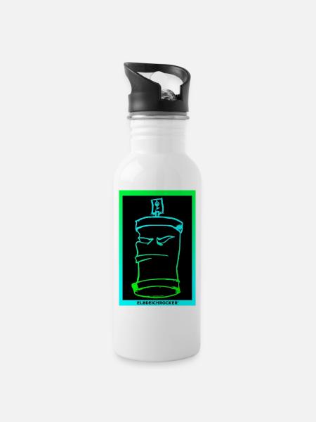 Foggy - Water bottle with straw - white