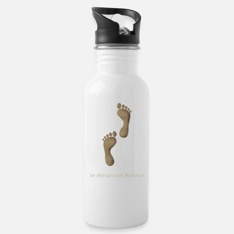Mallorca Sand - Trinkflasche mit integriertem Trinkhalm - Weiß