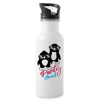 Pinguin Freunde Party Crew - Trinkflasche mit integriertem Trinkhalm - Weiß - Rechts