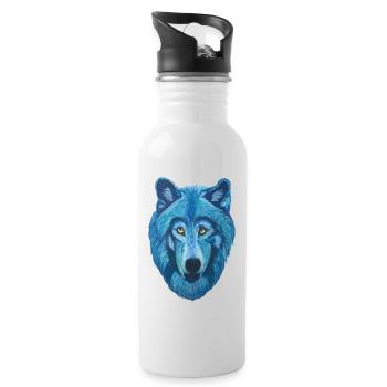 tête de loup épique à fourrure bleue - Gourde avec paille intégrée - blanc - Droite
