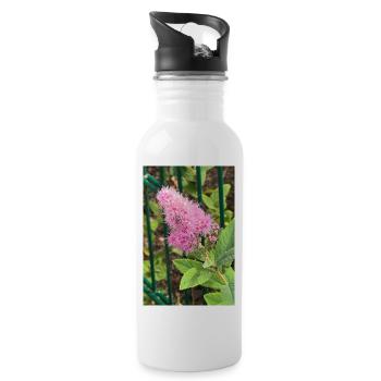 Pink Flower - Water bottle with straw - white - Right