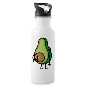 Funny avocado butt scratch ass gift idea - Water bottle with straw - white - Right
