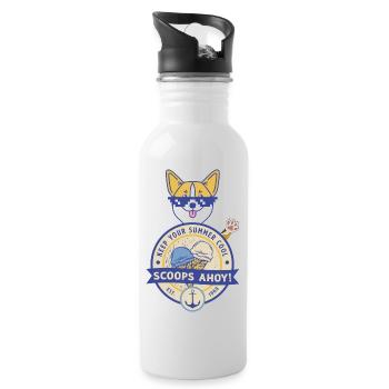 keep your summer cool - scoops ahoy - Water bottle with straw - white - Right