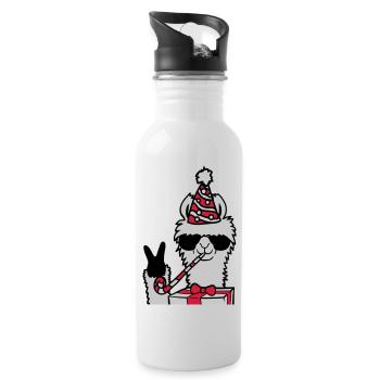 Birthday No Drama Llama - Water bottle with straw - white - Right