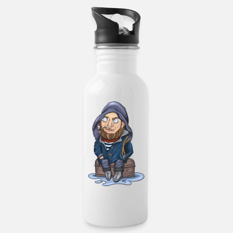 Klabautermann - Trinkflasche mit integriertem Trinkhalm - Weiß