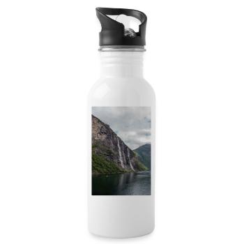Seven Sisters Waterfall at the Geiranger fjords - Trinkflasche mit integriertem Trinkhalm - Weiß - Rechts