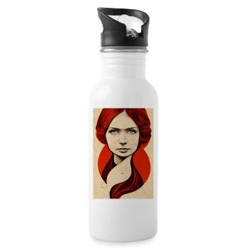 Wikingerfrau Rote Haare - Trinkflasche mit integriertem Trinkhalm - Weiß - Rechts