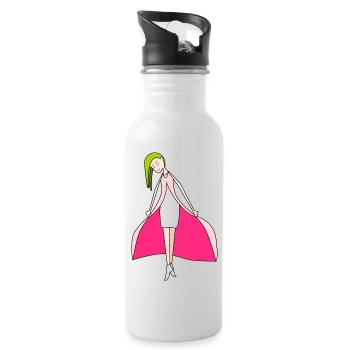 Fuchsia Doll - Water bottle with straw - white - Right