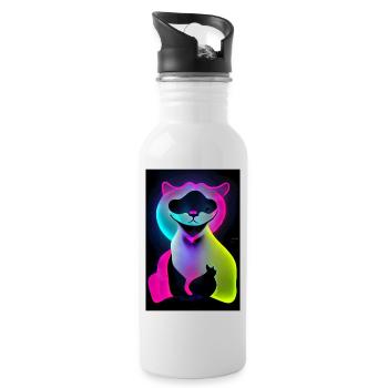 Le chat - Gourde avec paille intégrée - blanc - Droite