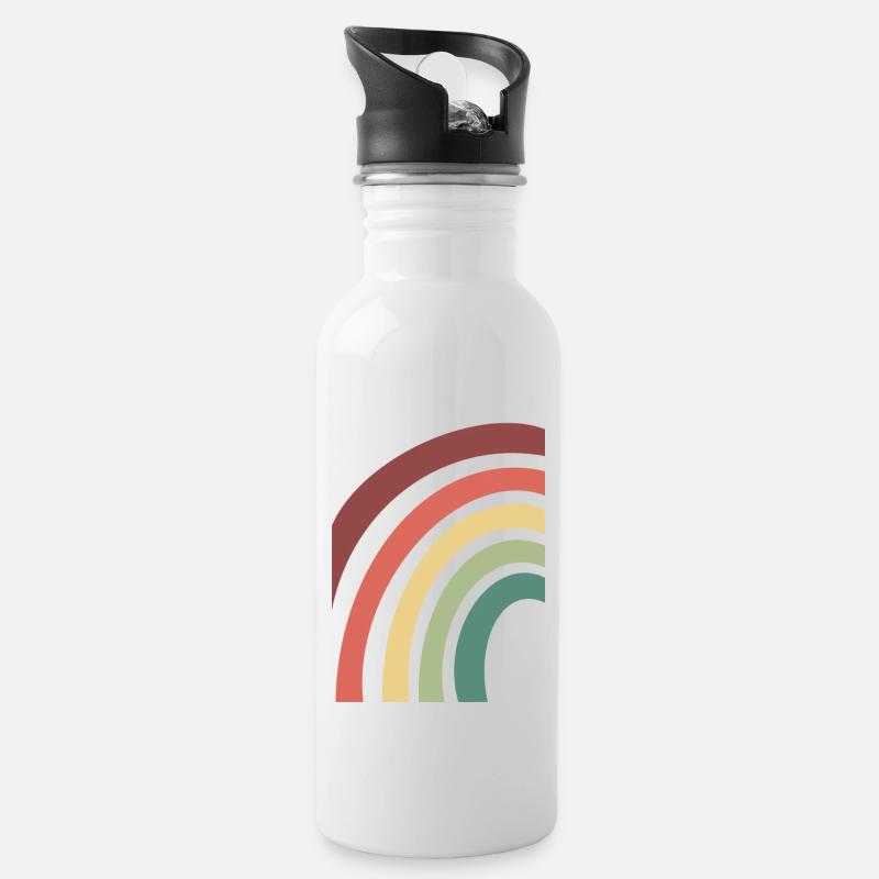 Rainbow - Water bottle with straw - white
