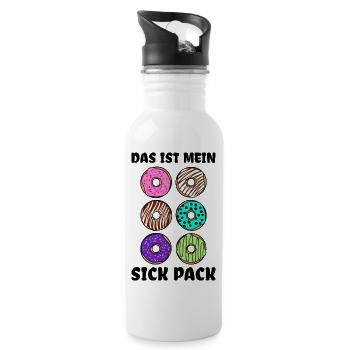 Humorvoll Statement Süßigkeiten Donut Naschen - Trinkflasche mit integriertem Trinkhalm - Weiß - Rechts