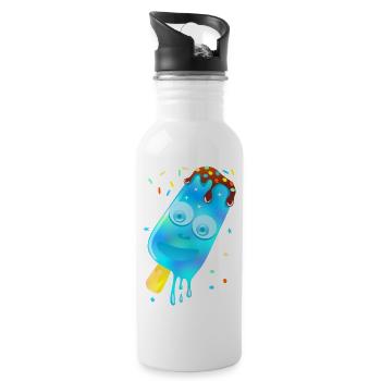 Crème glacée colorée – Bleu - Gourde avec paille intégrée - blanc - Droite