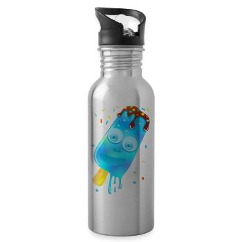 Colorful Ice Cream - Blue - Water bottle with straw - silver - Right