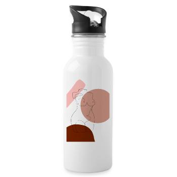 Line Art Women - Trinkflasche mit integriertem Trinkhalm - Weiß - Rechts