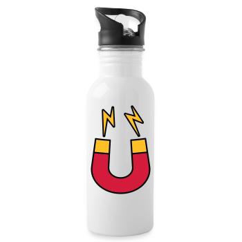 Lightning magnet logo funny - Water bottle with straw - white - Right