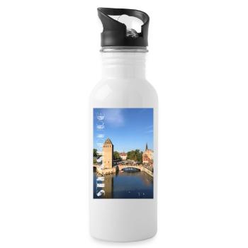 Strasbourg Alsace Covered Bridges - Water bottle with straw - white - Right