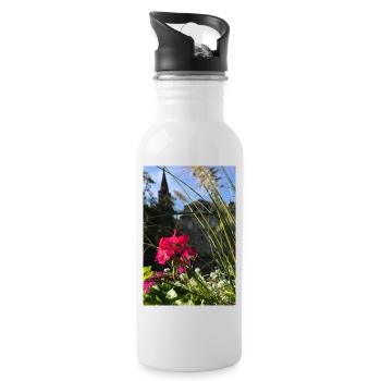Alsace Strasbourg Cathedral Flower - Water bottle with straw - white - Right