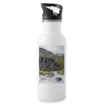 Trollstigen Tverelva Stigfossen Trollstigen - Trinkflasche mit integriertem Trinkhalm - Weiß - Rechts