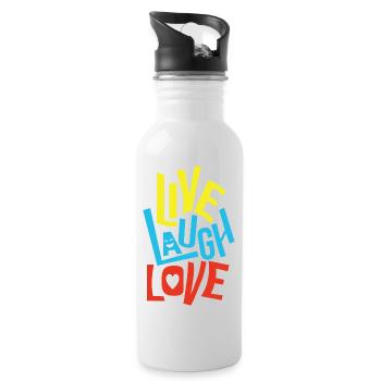 Live Laugh Love - Trinkflasche mit integriertem Trinkhalm - Weiß - Rechts