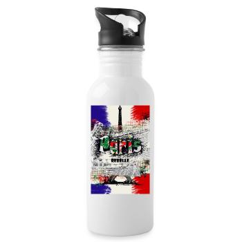 Paris Rebelle Kunst - Trinkflasche mit integriertem Trinkhalm - Weiß - Rechts