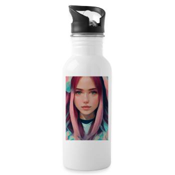 Anime girl - Gourde avec paille intégrée - blanc - Droite