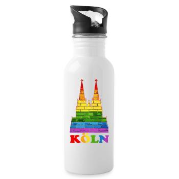 LGBT Köln Gay Pride - Trinkflasche mit integriertem Trinkhalm - Weiß - Rechts