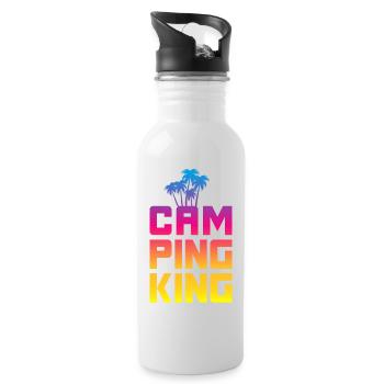 Campingking Palme Verlauf König Camper Urlaub Fan - Trinkflasche mit integriertem Trinkhalm - Weiß - Rechts