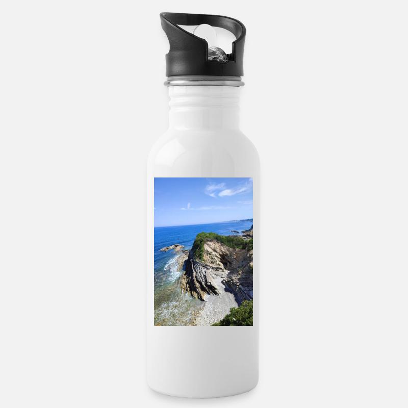 Paysage plage - Gourde avec paille intégrée - blanc