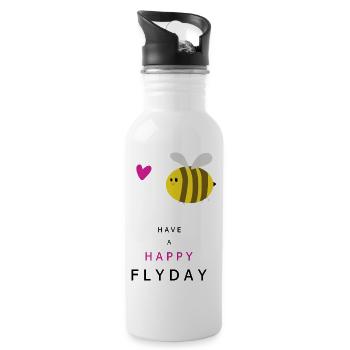 Have a happy flyday - Water bottle with straw - white - Right