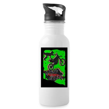 Motocross - Trinkflasche mit integriertem Trinkhalm - Weiß - Rechts