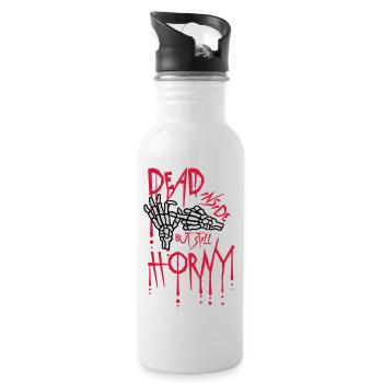 dead inside but horny - Trinkflasche mit integriertem Trinkhalm - Weiß - Rechts