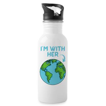 « Je suis avec elle » | Sauvez la Terre | Protection du climat - Gourde avec paille intégrée - blanc - Droite
